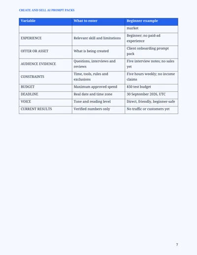 Create and Sell AI Prompt Packs — page 7
